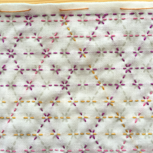 刺し子のはな布巾 花亀甲